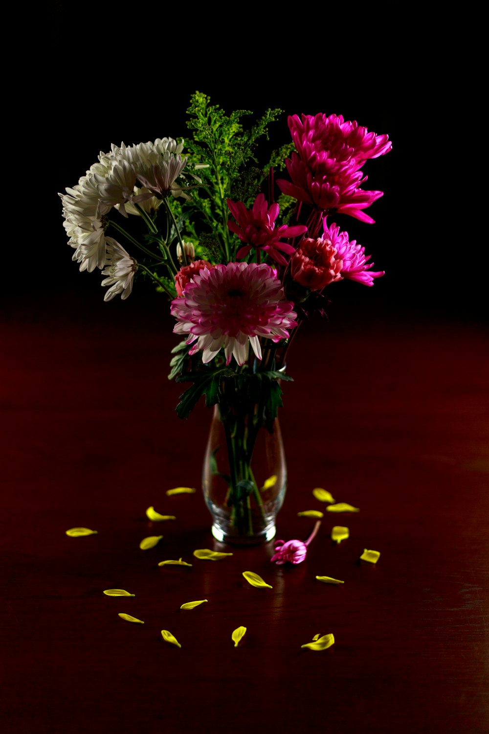 pink and white flowers on vase