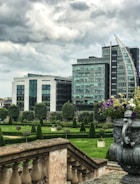 Before and after images of a corporate garden renovation.