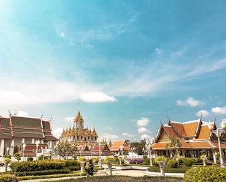 orange temples during daytime