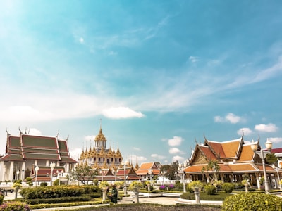orange temples during daytime
