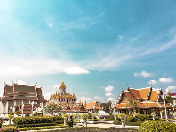 orange temples during daytime