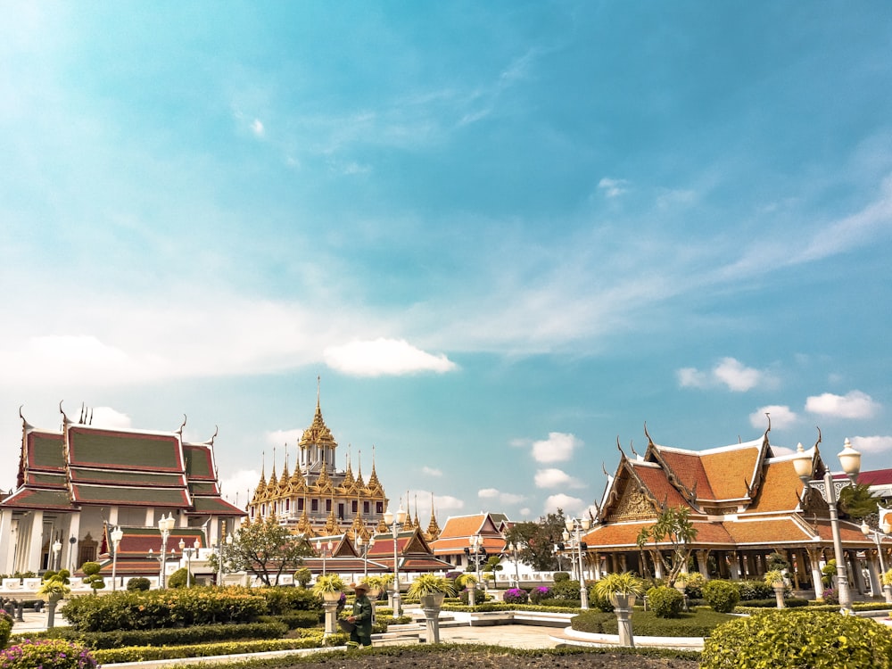 orange temples during daytime