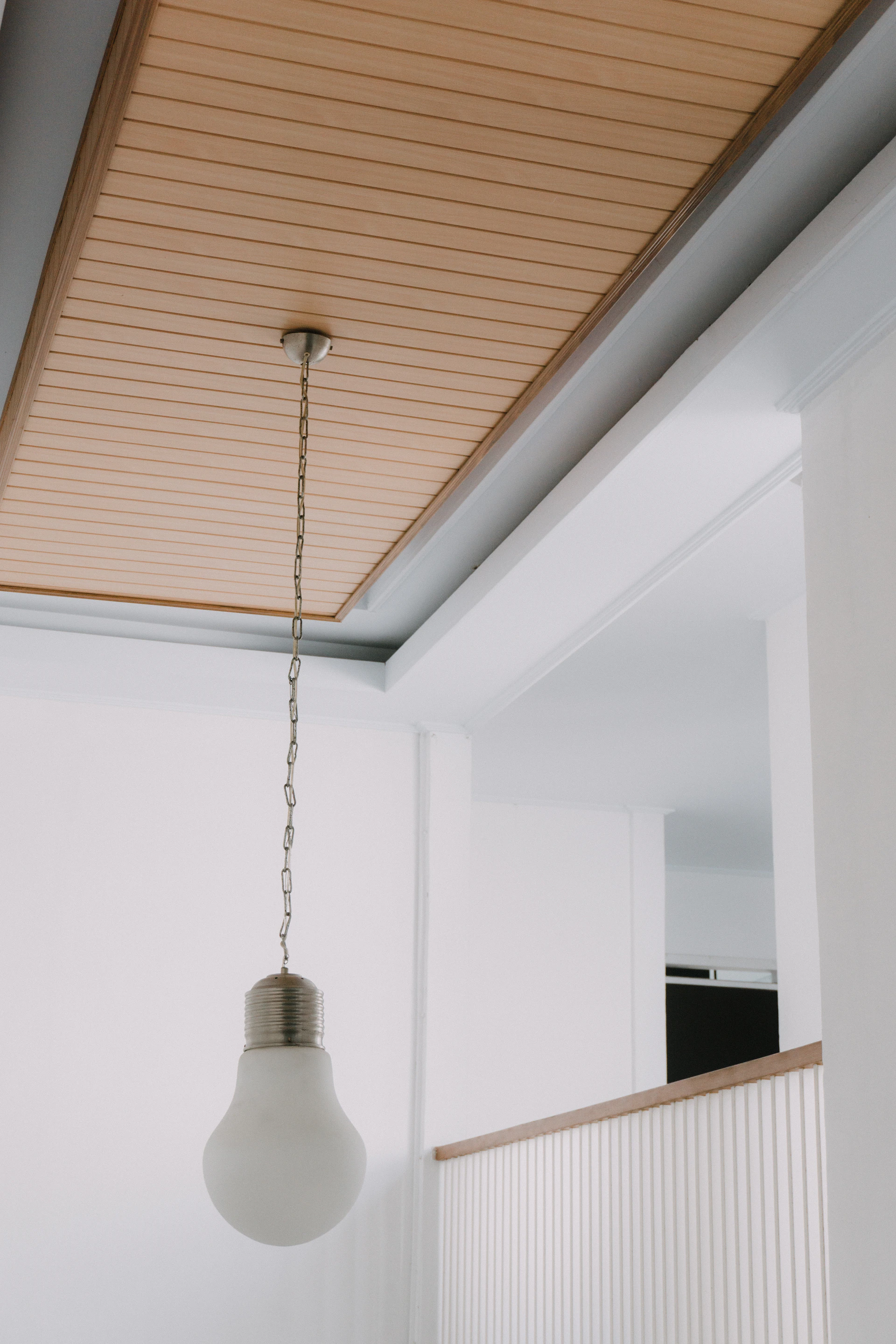 white and gray pendant lamp