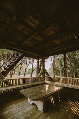 brown wooden table