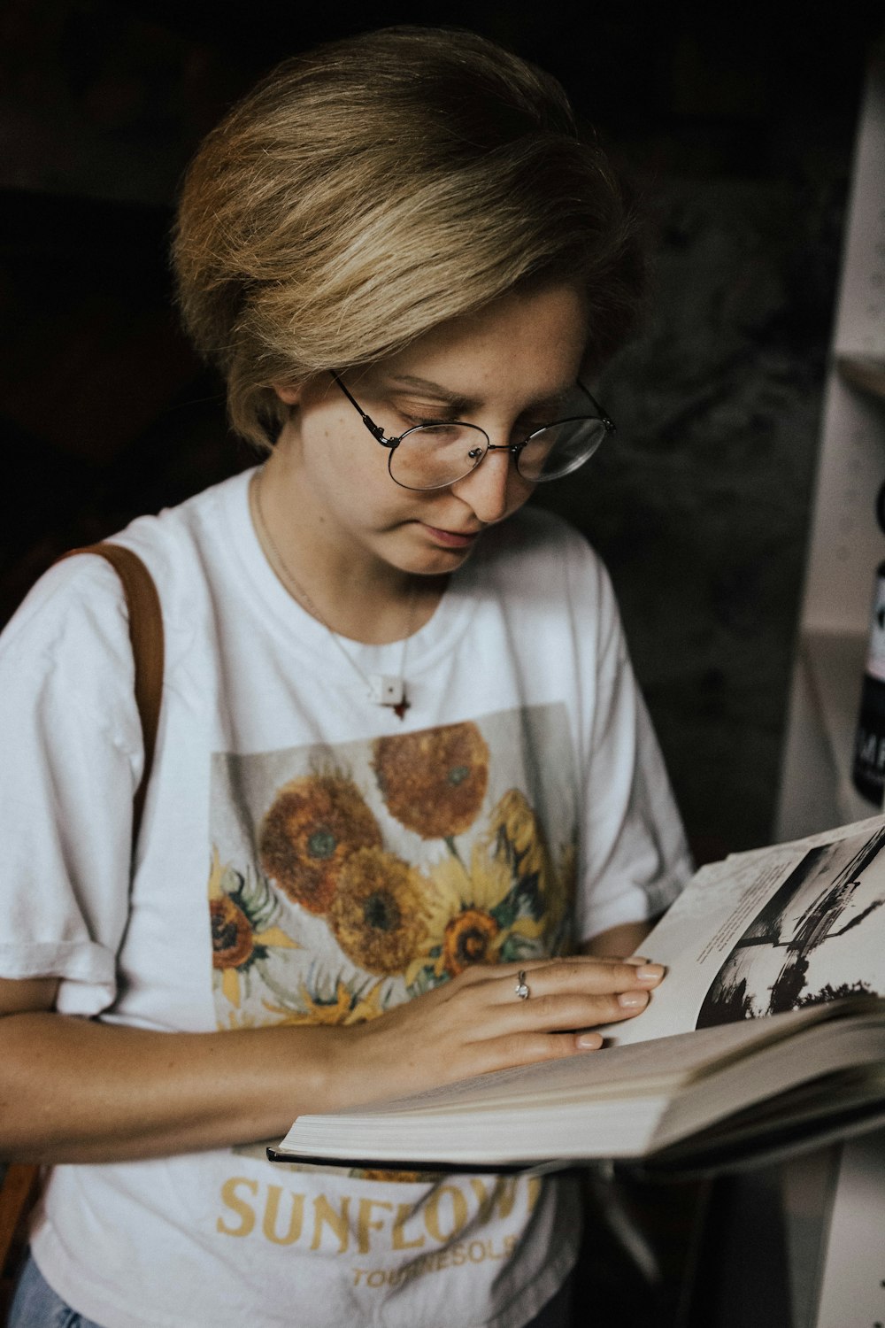 woman reading book