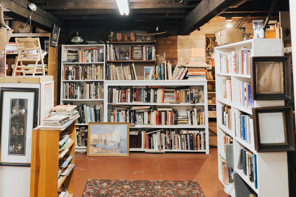 white wooden bookshelf