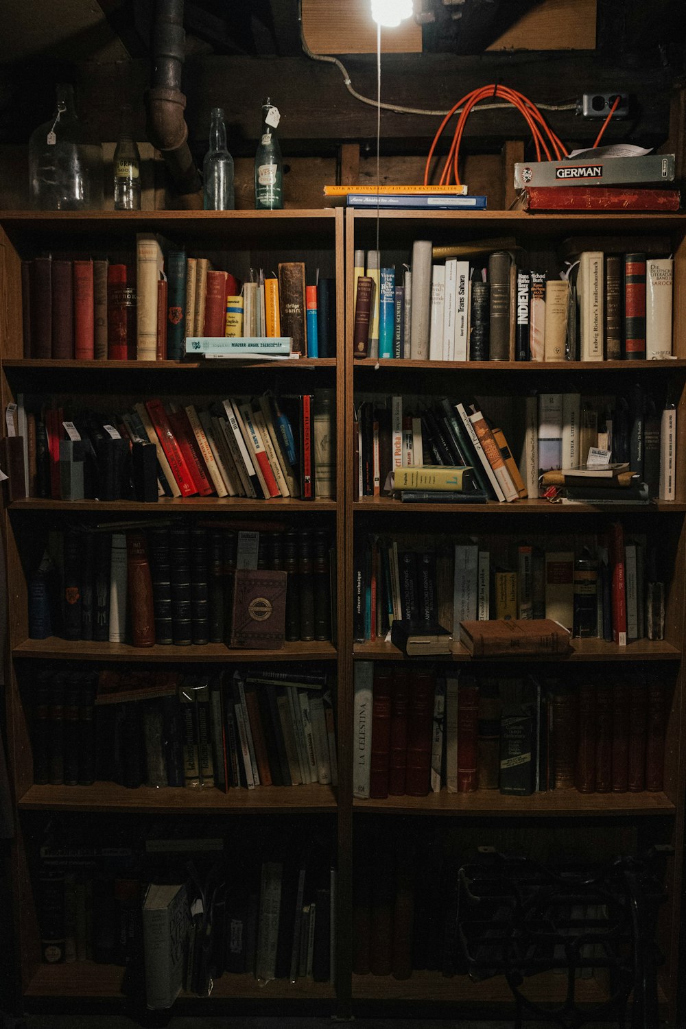 assorted books in book shelf