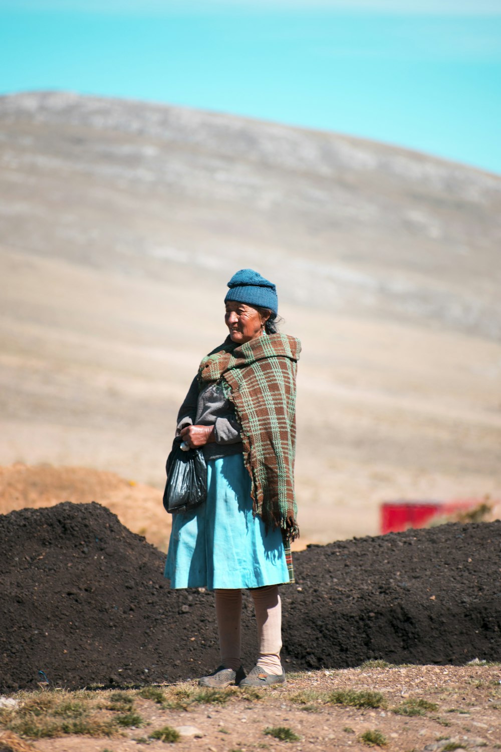 woman wearing brown scarf