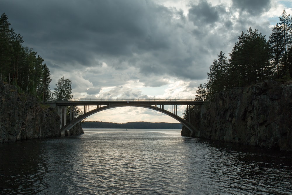 Puente negro y gris sobre el río