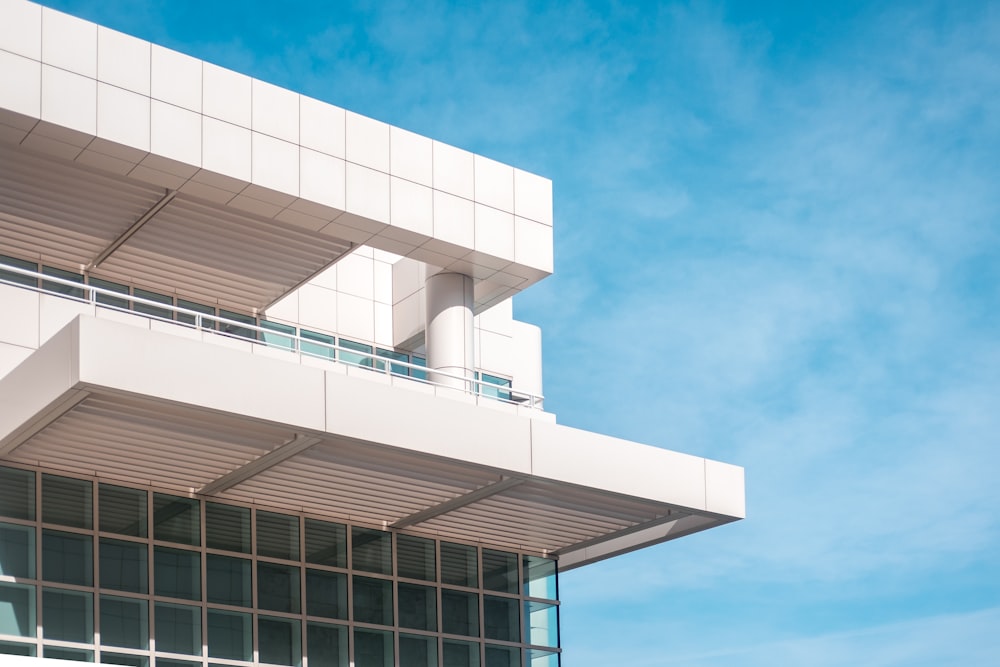 low-angle photography of white building