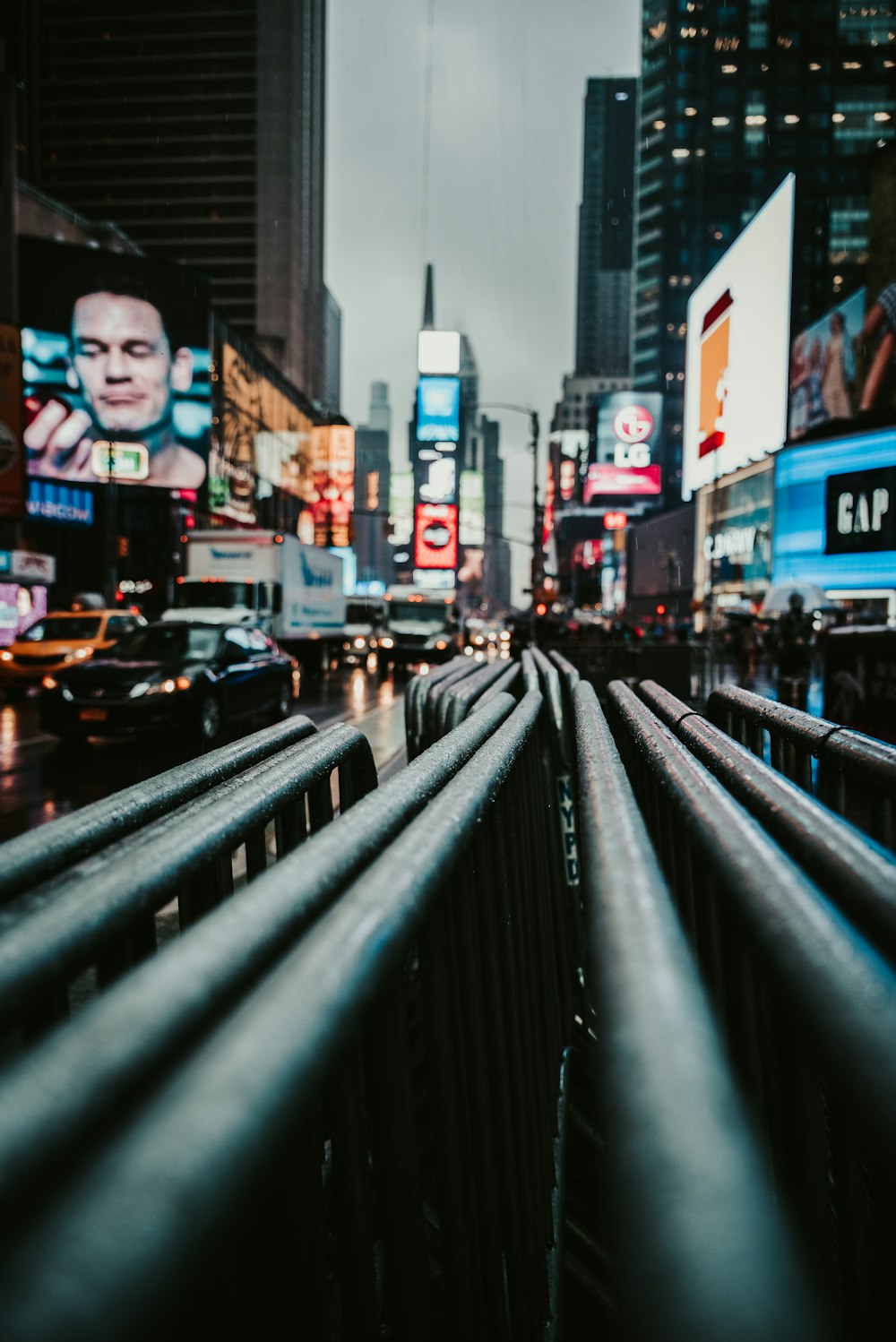 metal barriers on street