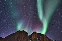 Northern Lights: Aurora borealis, a natural light display in the sky, visible in high-latitude regio
