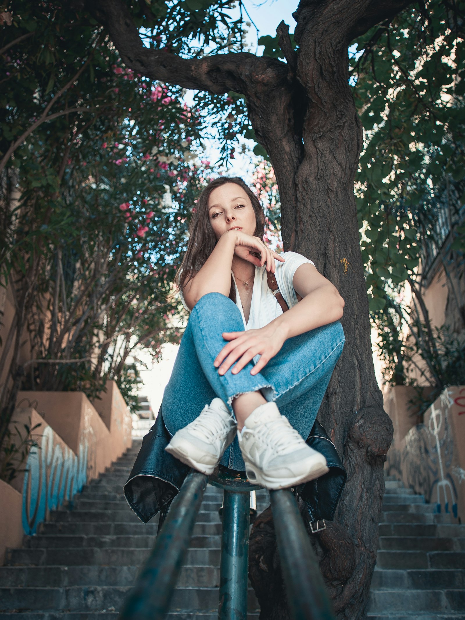 Canon EOS 6D + Canon EF 20-35mm f/2.8L sample photo. Woman sitting on metal photography