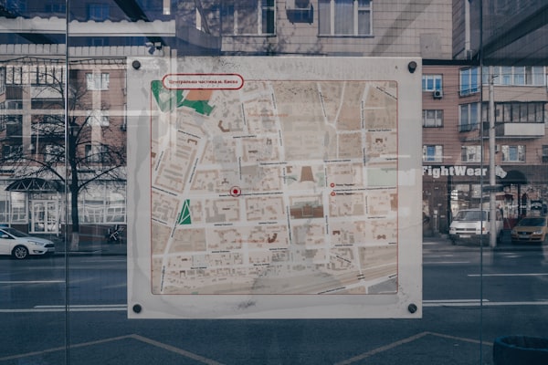 Stadtplan mit eingezeichneten Straßen