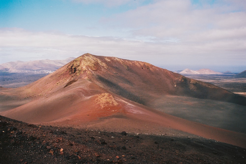 high-angle photography of brown mountain