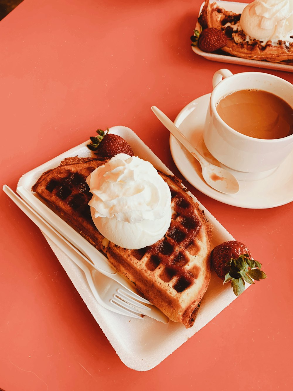 brown waffle with white cream