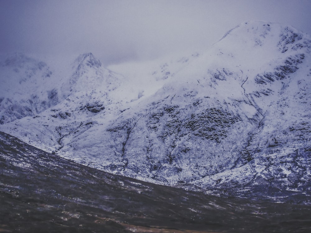 mountain ranges covered in snow