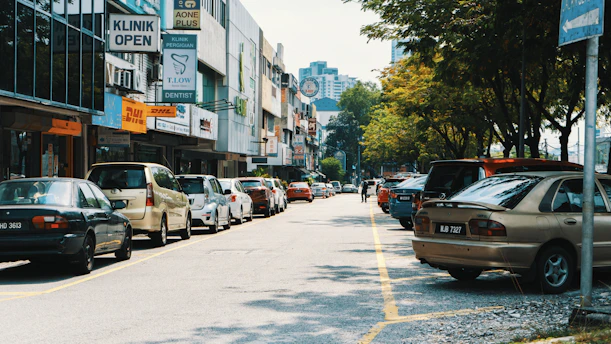 vehicle parks near the street