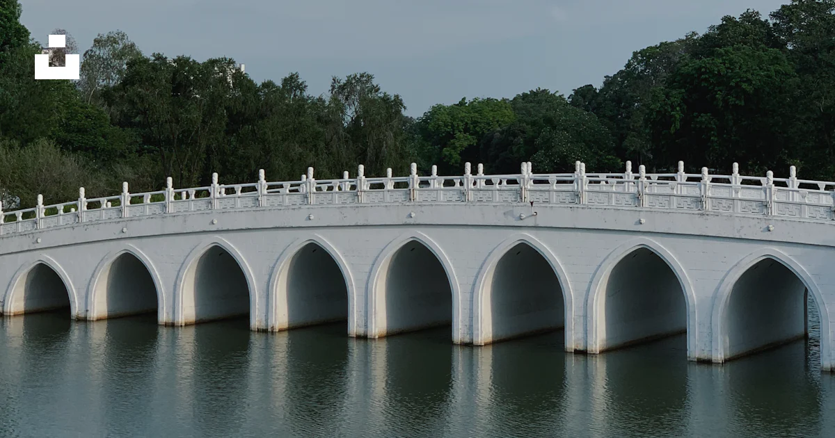 White Bridge White painted bridge near green trees photo – Free Traditional Image on ...
