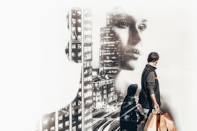 man carrying shopping bag
