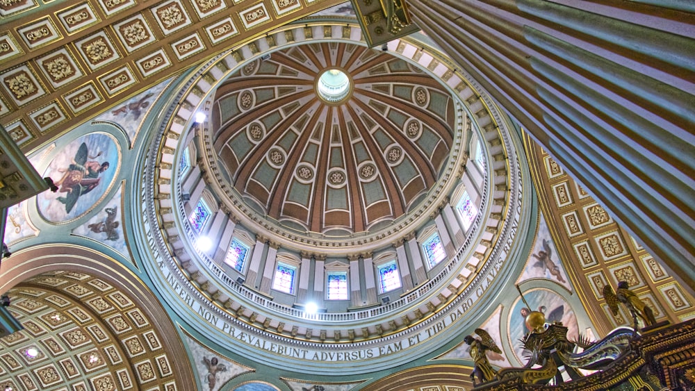 low-angle photography of dome ceiling