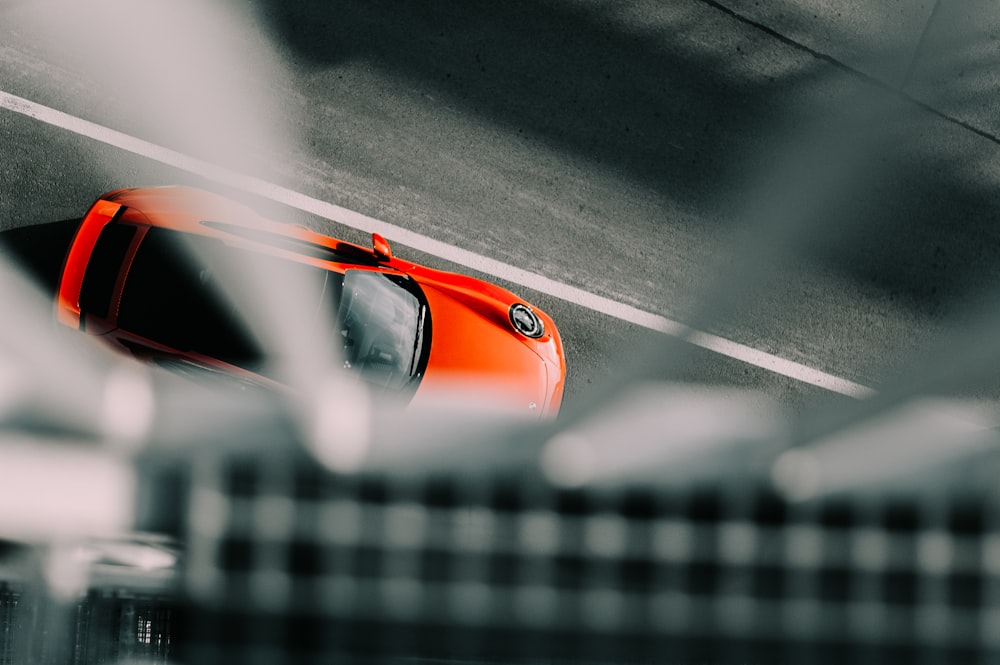 red vehicle on road