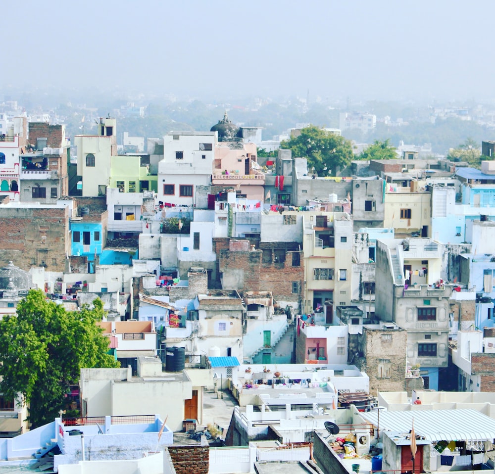 white concrete buildings