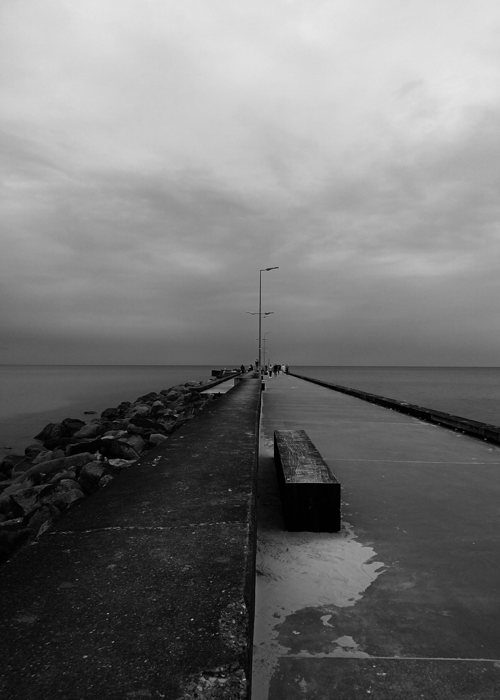 grayscale of dockside