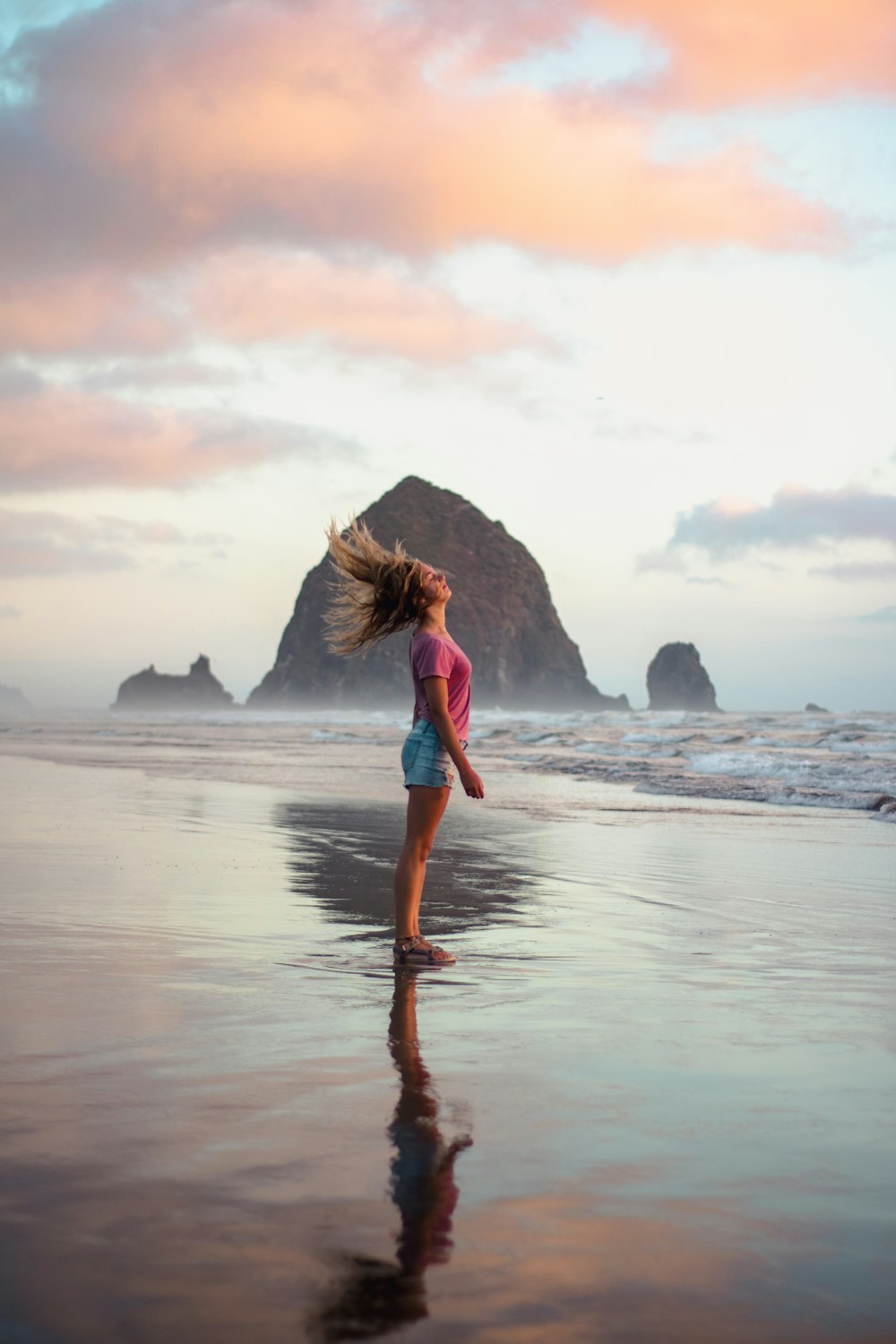 woman standing on shore