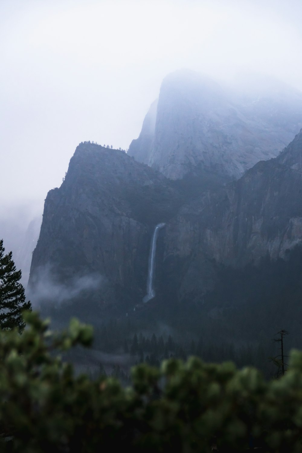 waterfall in mountain cliff