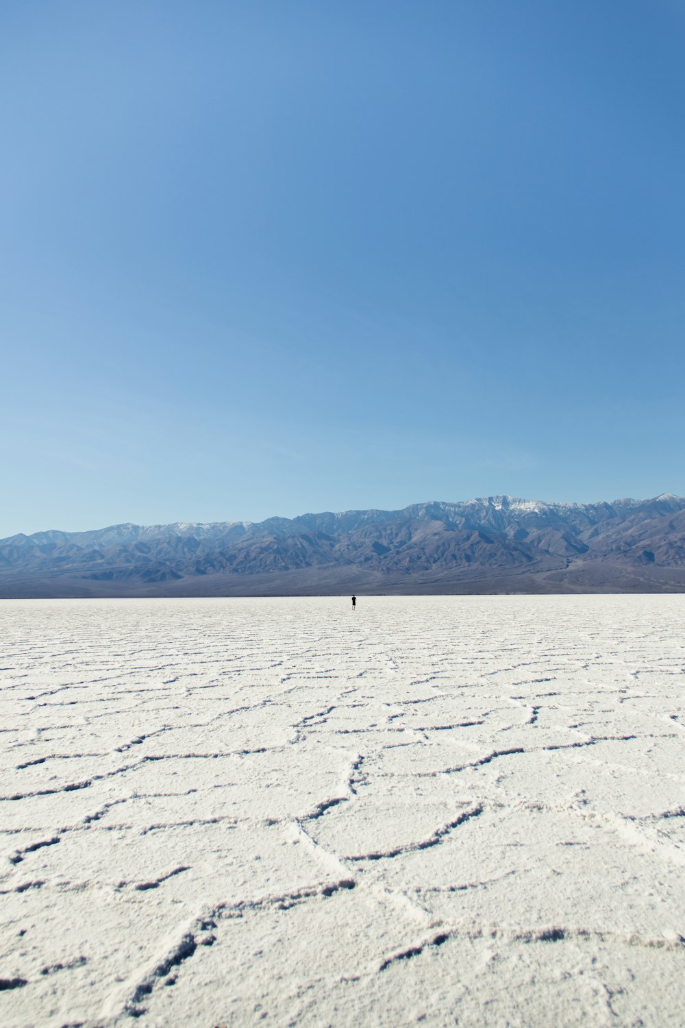 a lone person standing in the middle of a desert