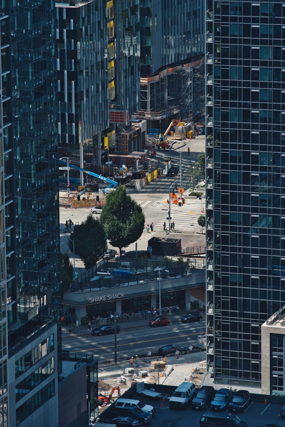 aerial view of intersection of