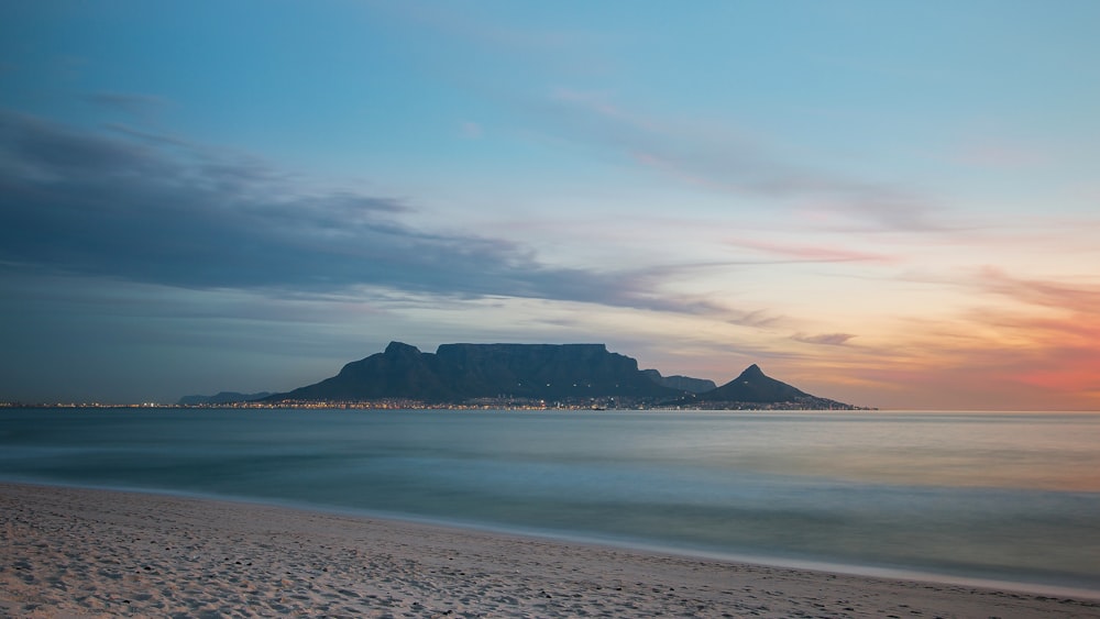 sandy beach at sunset