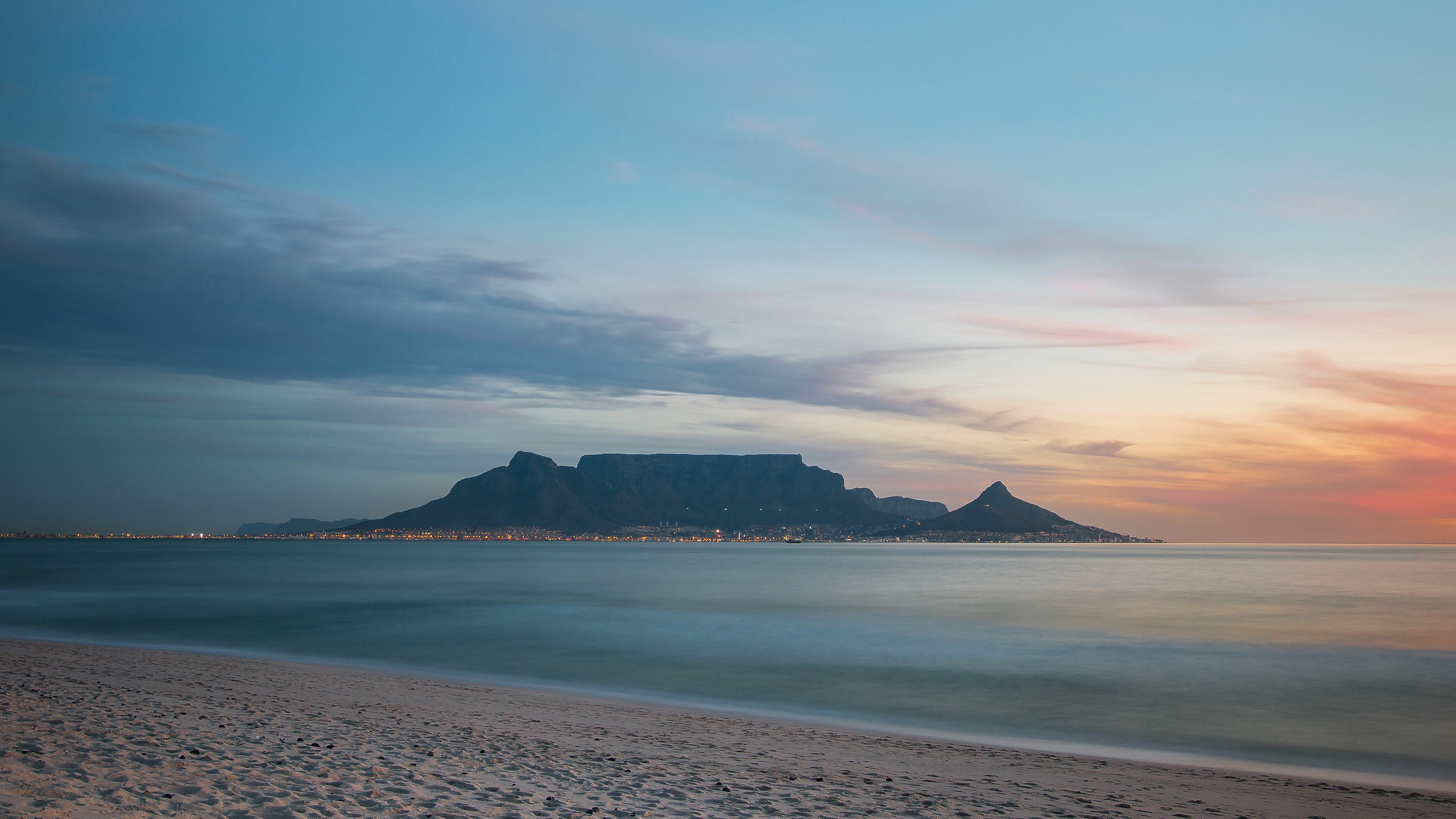Table Mountain across the bay at dusk