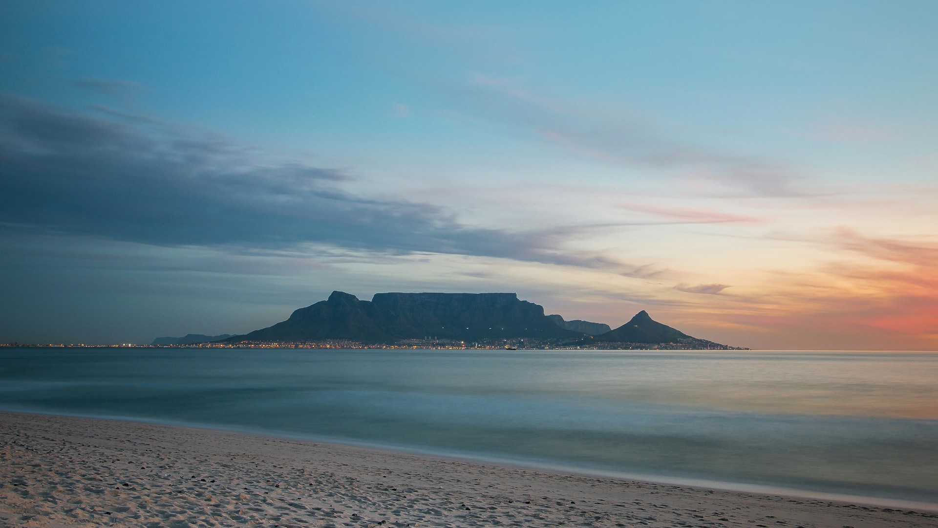 sandy beach at sunset