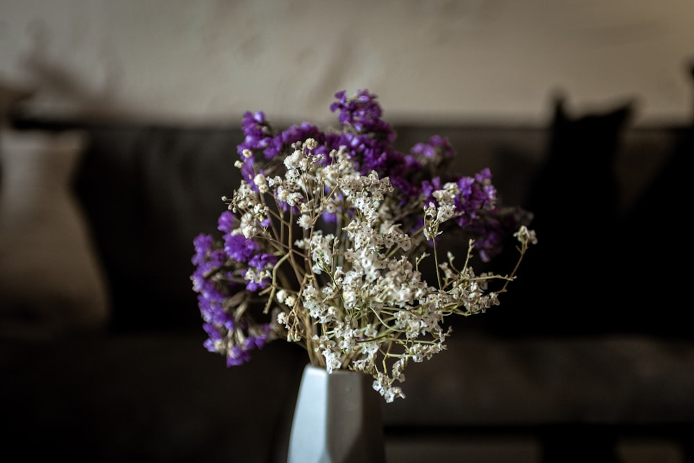 white and purple-petaled flower