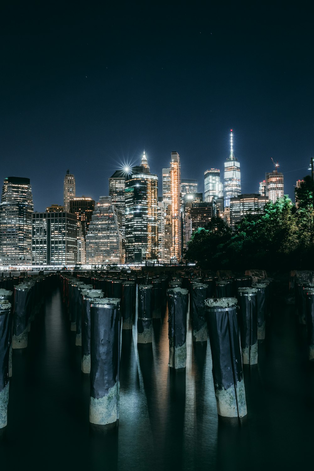 lighted buildings at nighttime