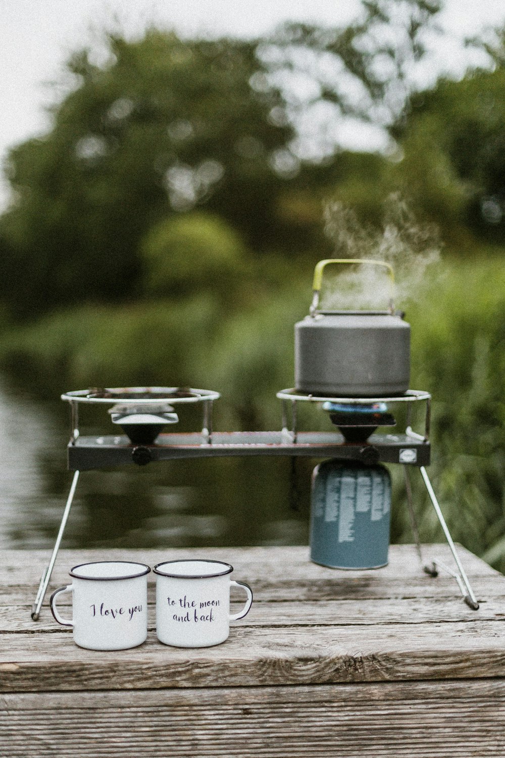 gray portable boiler over the table