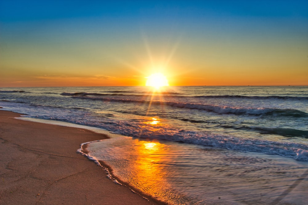 photography of seashore during sunset