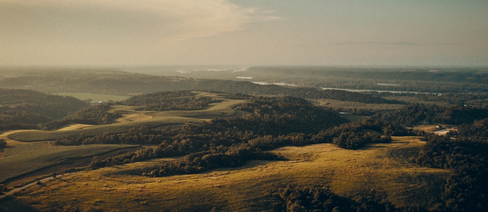 aerial photography of green field and green trees during daytime