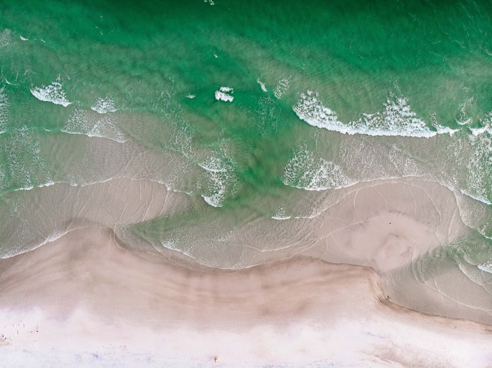 bird's-eye photography of shore beside body of water