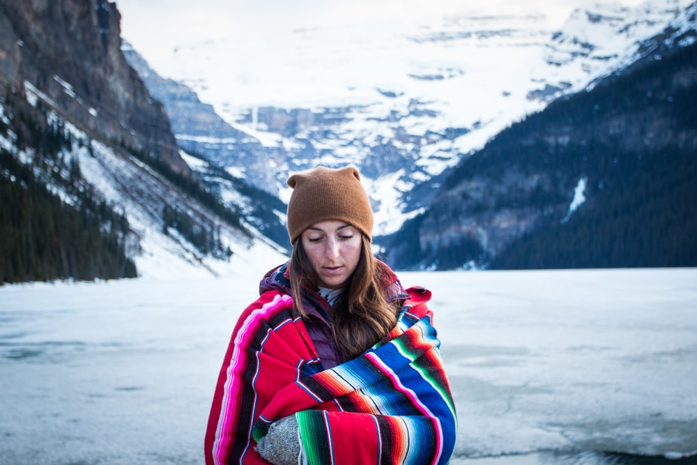 woman wearing brown knit cap