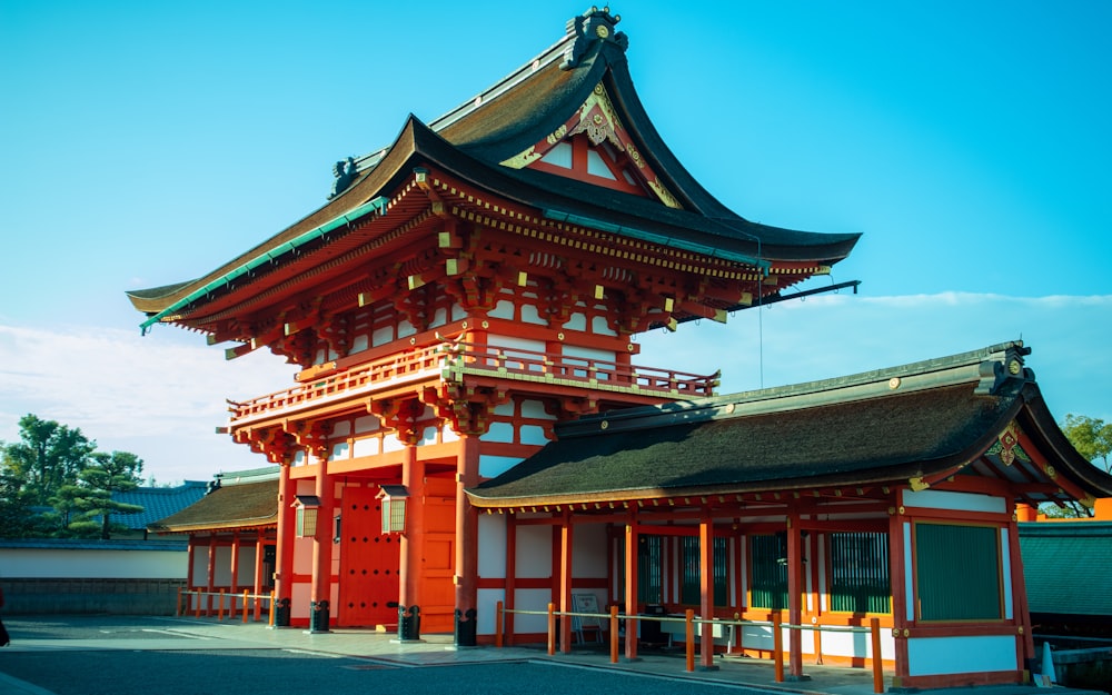 red and white temple under blue sky at daytime