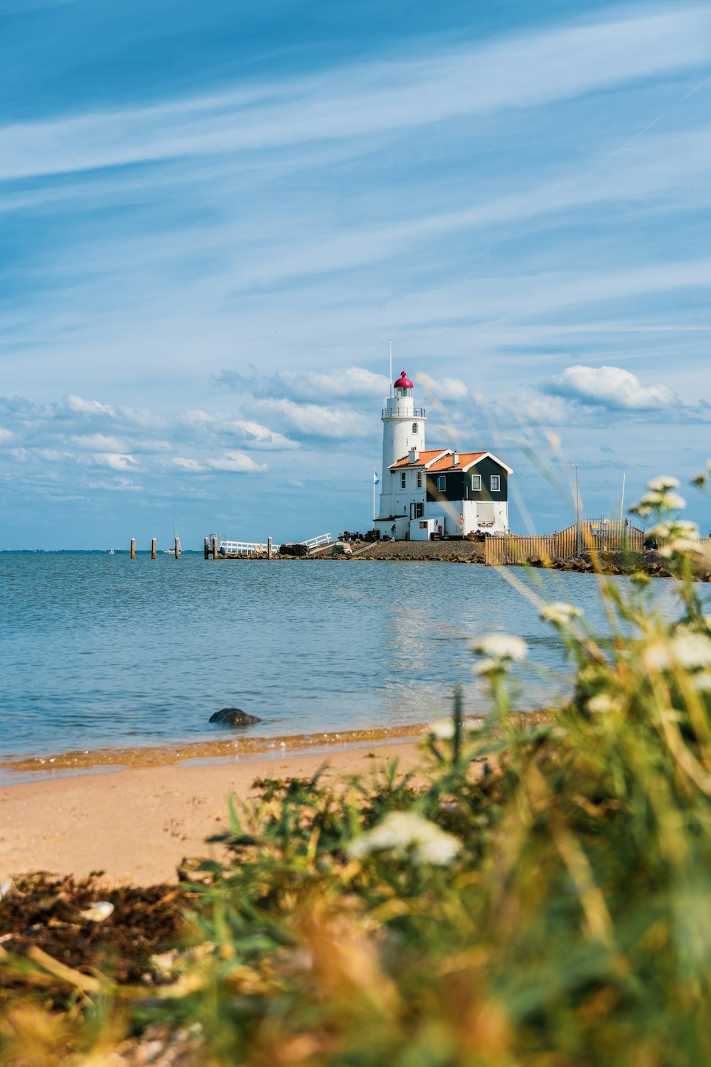 white and black painted lighthouse