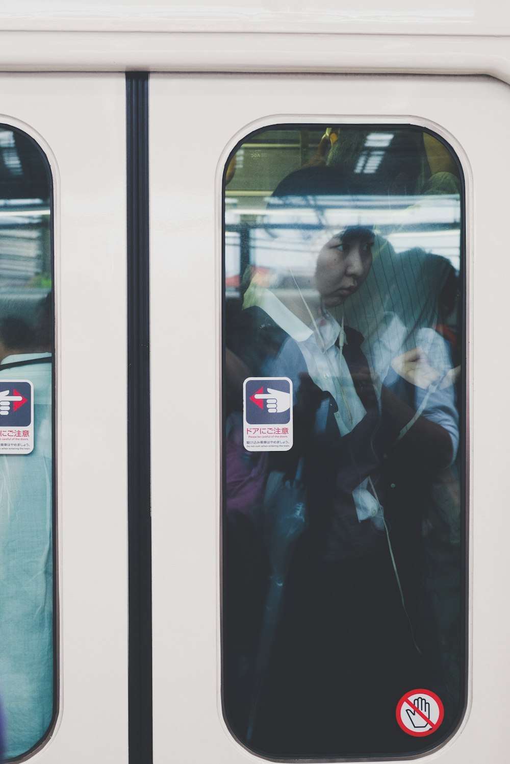 woman inside train