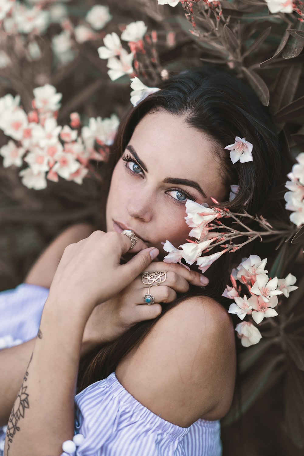 woman holding flower