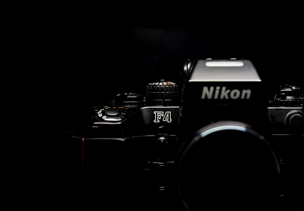 black Nikon F4 camera