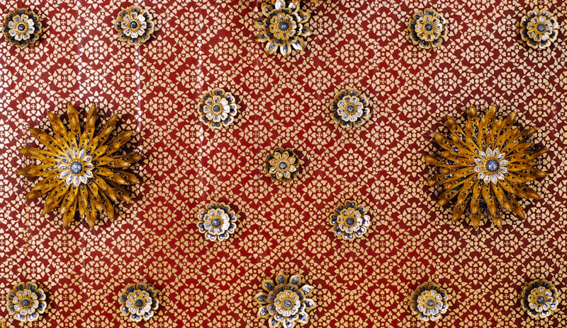 Close detail of patterned Thai silk fabric