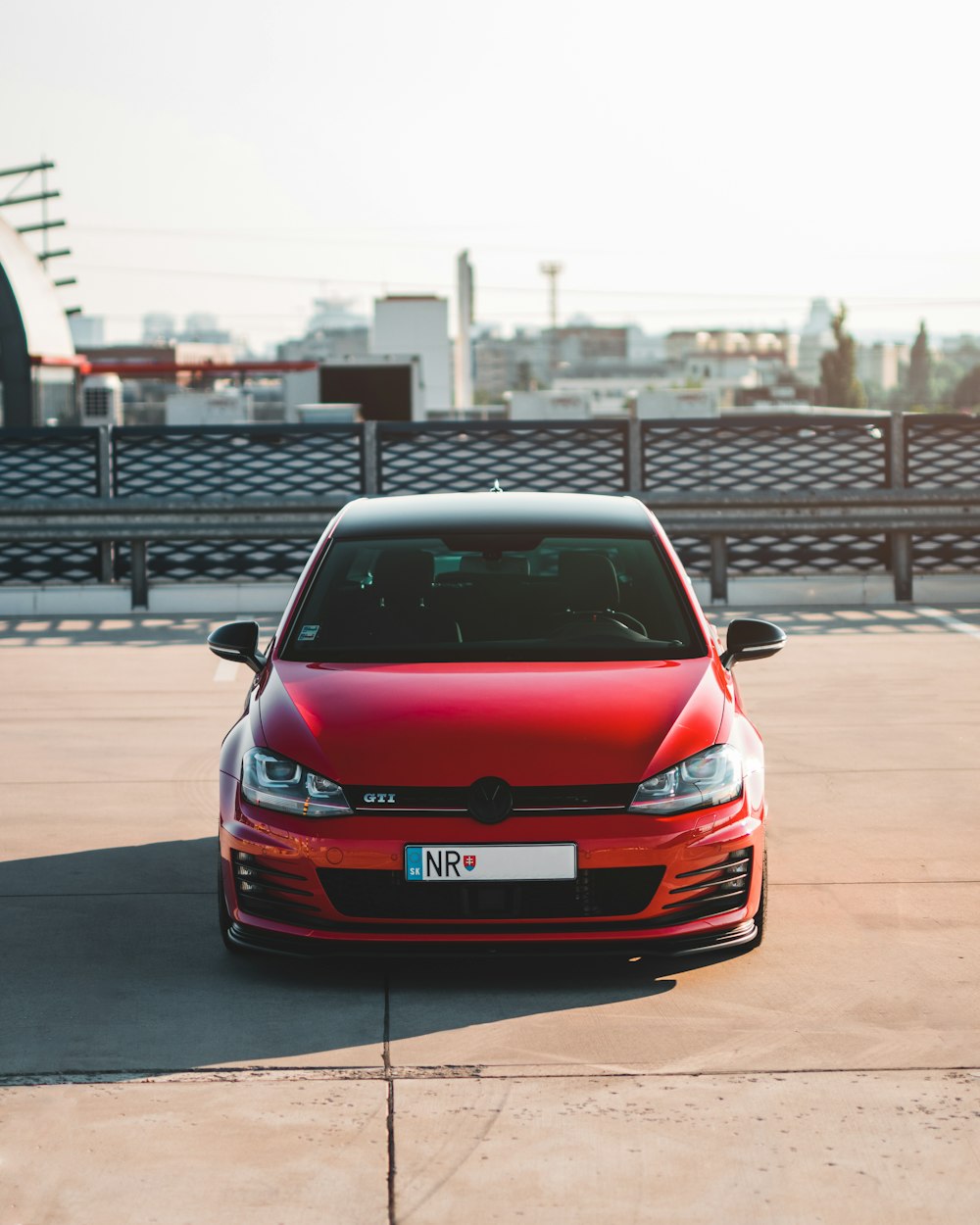 red Volkswagen vehiclke