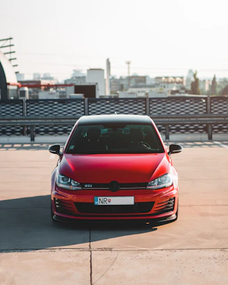 red Volkswagen vehiclke